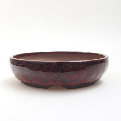 Bonsaischale aus Keramik 15,5 x 15,5 x 4 cm, Farbe rot-schwarz - 1