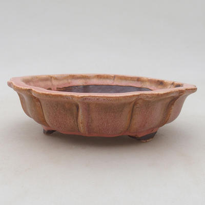 Keramische Bonsai-Schale 18 x 18 x 5 cm, Farbe braun-rosa - 1