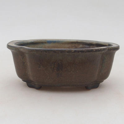 Keramische Bonsai-Schale 13 x 10 x 5 cm, braun-blaue Farbe - 1