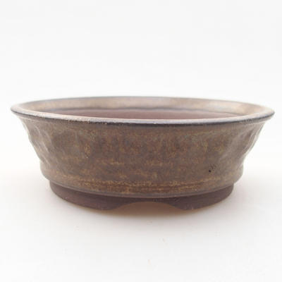Keramische Bonsai-Schale 10 x 10 x 3 cm, braune Farbe - 1