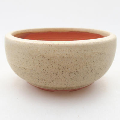 Keramik Bonsai Schüssel 10 x 10 x 5 cm, beige Farbe - 1