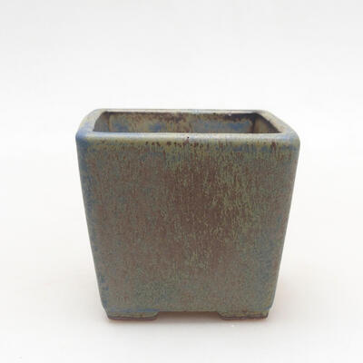 Bonsaischale aus Keramik 7 x 7 x 7 cm, Farbe blau-braun - 1