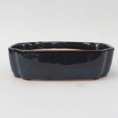 Keramik Bonsai Schüssel 18 x 13,5 x 5 cm, schwarz-blaue Farbe - 1