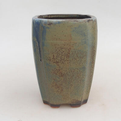 Keramische Bonsai-Schale 11 x 11 x 15,5 cm, braun-blaue Farbe - 1