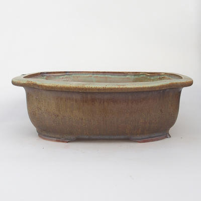 Keramik Bonsaischale 30 x 25 x 5,9 cm, braun-grüne Farbe - 2. Wahl - 1