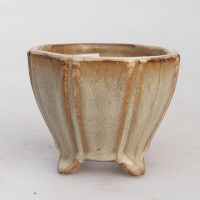 Keramik Bonsai Schüssel 7 x 7 x 5,5 cm, braun-beige Farbe - 2. Wahl - 1