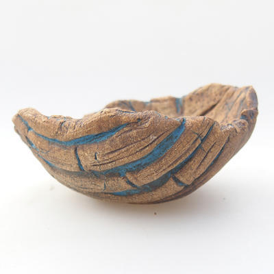 Keramikschale 9 x 7 x 4 cm, braun-blaue Farbe - 1