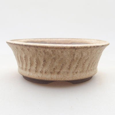 Keramik Bonsai Schüssel 10 x 10 x 3,5 cm, beige Farbe - 1