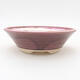 Keramische Bonsai-Schale 14,5 x 14,5 x 4 cm, burgunderrote Farbe - 1/3