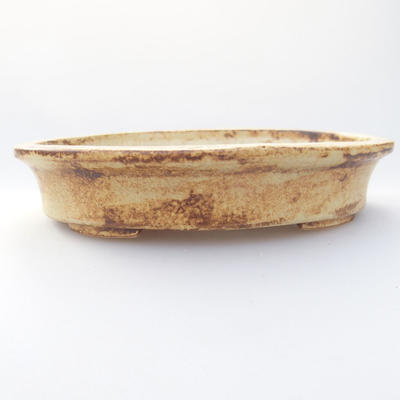 Keramik Bonsai Schüssel 12,5 x 10,5 x 2 cm, gelbe Farbe - 1