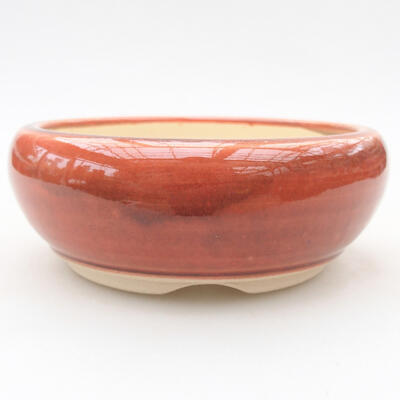 Keramische Bonsai-Schale 12 x 12 x 4,5 cm, Farbe Orange - 1