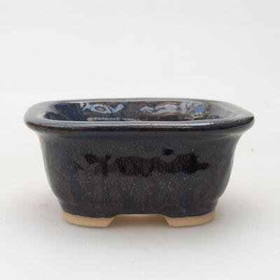 Bonsaischale aus Keramik 8,5 x 7,5 x 4 cm, Farbe schwarz-blau - 1
