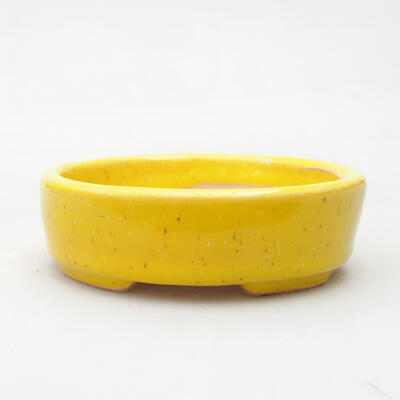 Bonsaischale aus Keramik 9 x 8,5 x 2,5 cm, Farbe gelb - 1