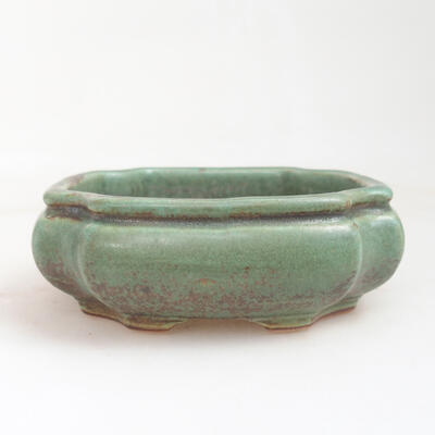 Bonsaischale aus Keramik 10,5 x 10,5 x 4 cm, Farbe grün-braun - 1