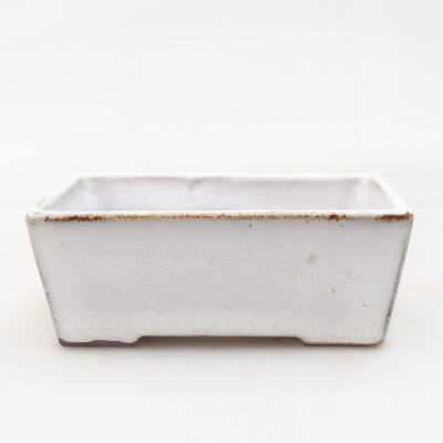Bonsaischale aus Keramik 9,5 x 5,5 x 4 cm, Farbe weiß-braun - 1