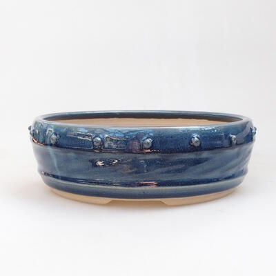 Bonsaischale aus Keramik 22 x 22 x 7 cm, Farbe blau - 1