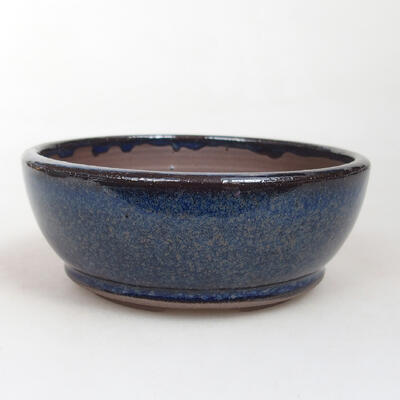Bonsaischale aus Keramik 10,5 x 10,5 x 4 cm, Farbe blau - 1