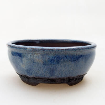 Bonsaischale aus Keramik 10 x 10 x 4 cm, Farbe blau - 1