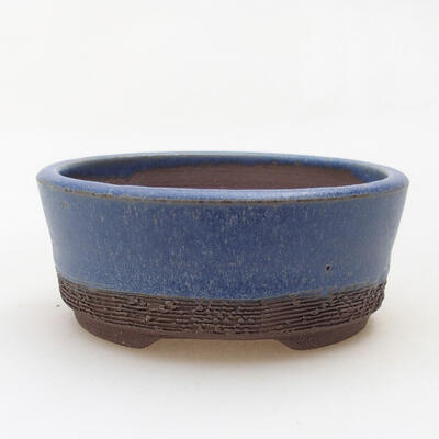 Bonsaischale aus Keramik 9,5 x 9,5 x 4 cm, Farbe blau - 1