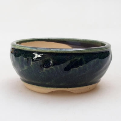 Bonsaischale aus Keramik 9 x 9 x 4 cm, Farbe grün - 1