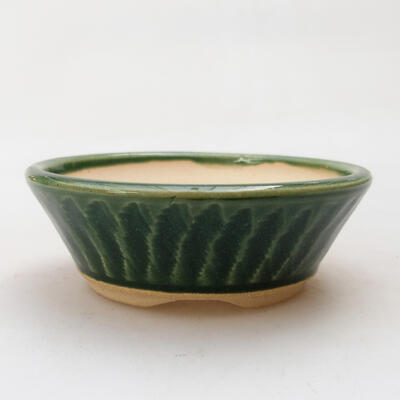 Bonsaischale aus Keramik 9,5 x 9,5 x 3 cm, Farbe grün - 1