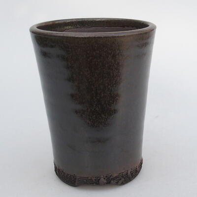 Keramik-Bonsaischale 9 x 9 x 11,5 cm, metallische Farbe - 1
