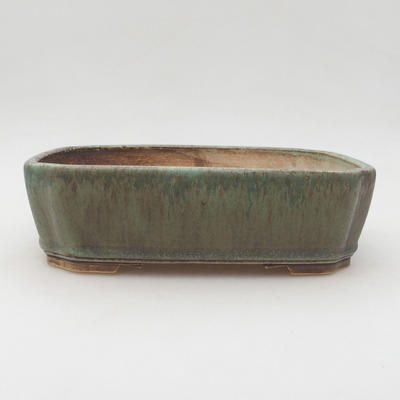 Keramische Bonsai-Schale 20,5 x 17,5 x 6 cm, Farbe braun-grün - 1