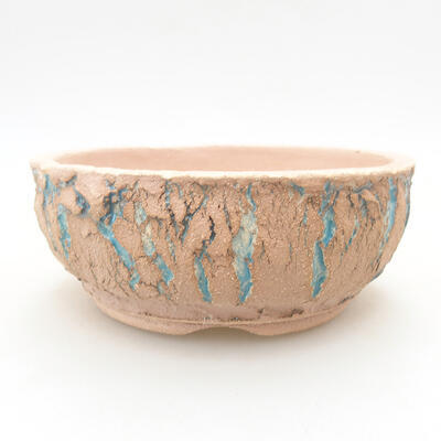 Keramische Bonsai-Schale 14 x 14 x 5,5 cm, Farbe blau geknackt - 1
