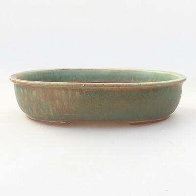Keramische Bonsai-Schale 21 x 16,5 x 4,5 cm, Farbe braun-grün - 1
