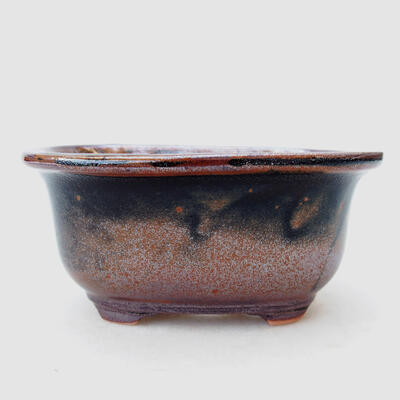 Bonsaischale aus Keramik 11,5 x 9 x 5,5 cm, braun-schwarze Farbe - 1