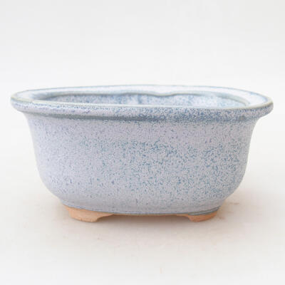 Bonsaischale aus Keramik 11,5 x 9 x 5,5 cm, Farbe weiß-blau - 1