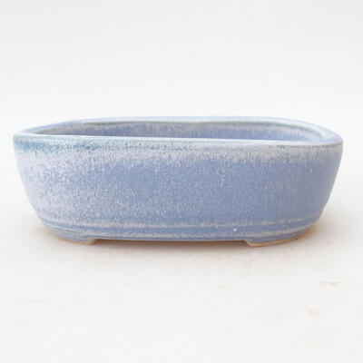 Bonsaischale aus Keramik 13 x 8 x 4 cm, Farbe weiß-blau - 1