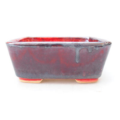 Bonsaischale aus Keramik 10,5 x 9 x 4 cm, Farbe rot - 1
