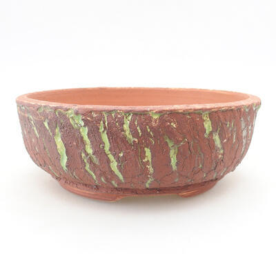 Keramische Bonsai-Schale 18 x 18 x 6,5 cm, Farbe rissig grün - 1
