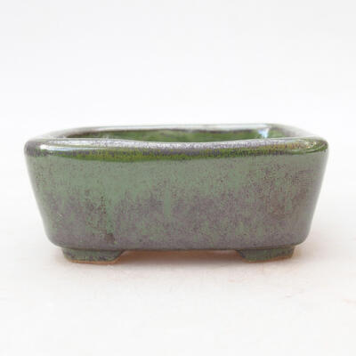 Bonsaischale aus Keramik 8 x 7 x 3,5 cm, Farbe grünes Metall - 1
