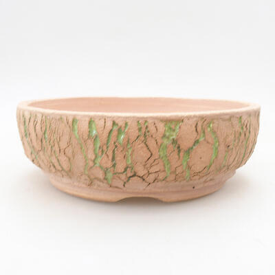 Keramische Bonsai-Schale 20 x 20 x 6,5 cm, Farbe rissig grün - 1