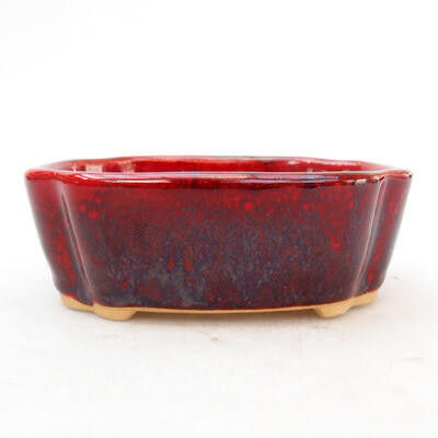 Bonsaischale aus Keramik 11 x 8 x 3,5 cm, Farbe rot-schwarz - 1