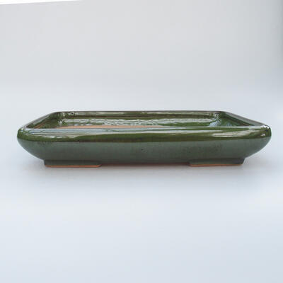 Keramik-Bonsaischale 23,5 x 17 x 4 cm, Farbe grün - 1