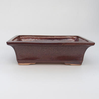 Keramik-Bonsaischale 21 x 16 x 6 cm, Farbe braun - 1