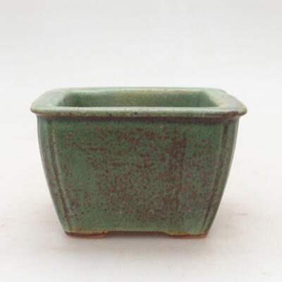 Bonsaischale aus Keramik 8 x 8 x 5,5 cm, Farbe grün-braun - 1