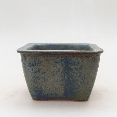 Bonsaischale aus Keramik 8 x 8 x 5,5 cm, Farbe blau-braun - 1