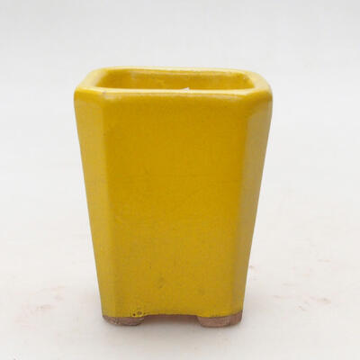 Bonsaischale aus Keramik 5,5 x 5,5 x 7 cm, Farbe gelb - 1