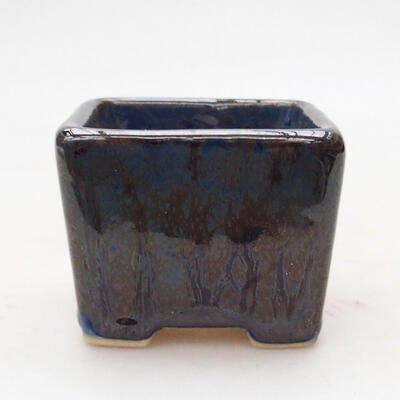 Bonsaischale aus Keramik 6 x 6 x 4,5 cm, Farbe Metallic-Blau - 1