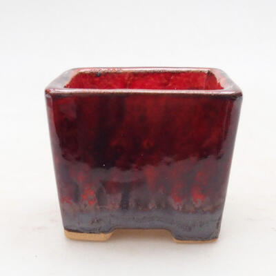 Bonsaischale aus Keramik 6 x 6 x 4,5 cm, Farbe rot-schwarz - 1