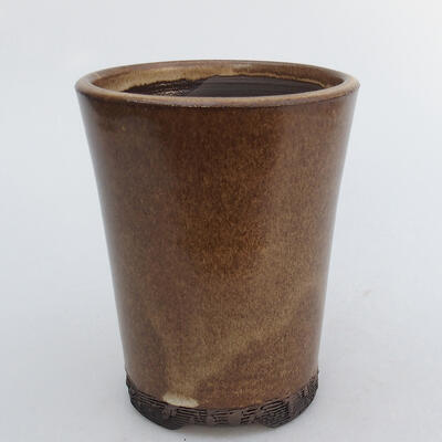Keramik-Bonsaischale 9,5 x 9,5 x 12 cm, Farbe braun - 1