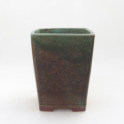 Bonsaischale aus Keramik 14,5 x 14,5 x 19 cm, Farbe grün-braun - 1