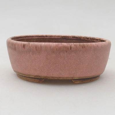 Keramische Bonsai-Schale 9,5 x 8,5 x 3,5 cm, braun-rosa Farbe - 1