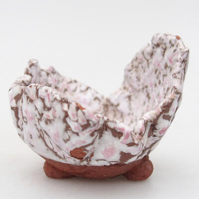 Keramikschale 6 x 4,5 x 4,5 cm, weiß-rosa Farbe - 1