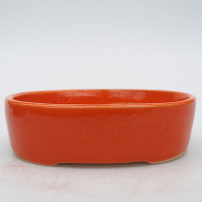 Keramik-Bonsaischale 13 x 10 x 3 cm, Farbe Orange - 1