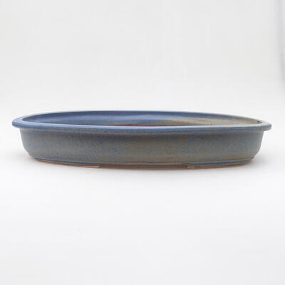 Bonsaischale aus Keramik 34,5 x 23 x 5 cm, Farbe blau-braun - 1